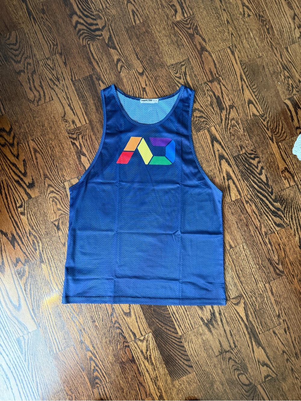 Addicted men’s Navy Mesh Tank Top with Multicolor Logo